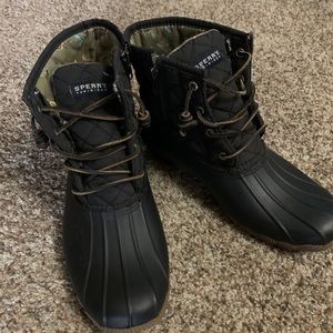 Black Sperry duck boots